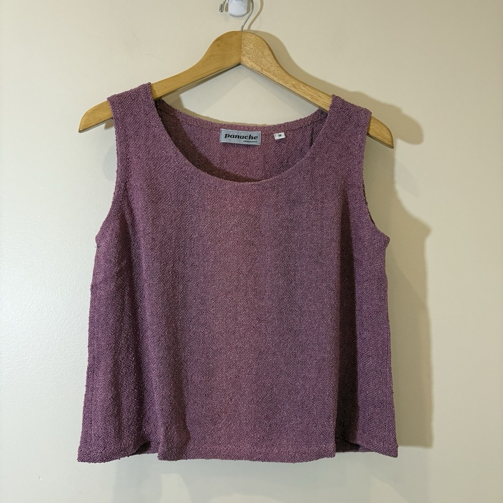 Panache Womens Handwoven Tank Top Medium Pink Textured‎ Boho Artsy Hippie
